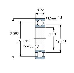 GCr15 / 22mm Deep groove ball bearing / Thin-wall bearing 16000, 6700, 6800, 6900（16026） factory