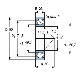 High precision 7308BECBJ Angular Contact Ball Bearing support radial load & axial load factory