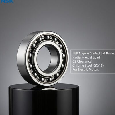 NSK Angular Contact Ball Bearing with Radial And Axial Load C3 Clearance and Chrome Steel (GCr15) for Electric Motors